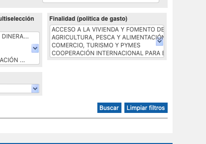 Boton Buscar del formulario de minimis